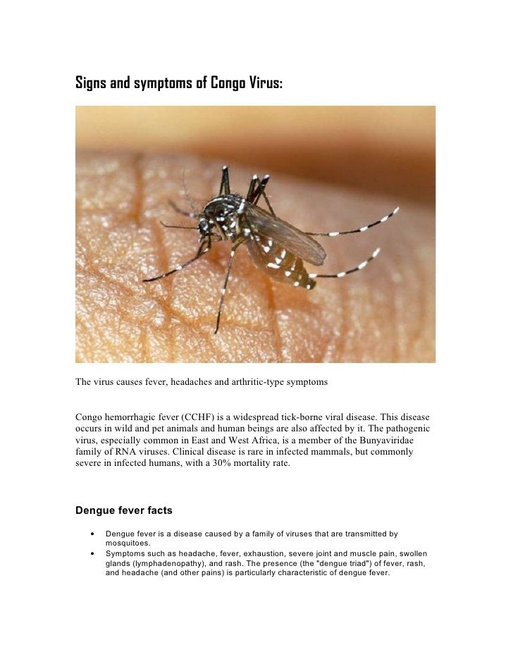 Signs and symptoms of congo virus