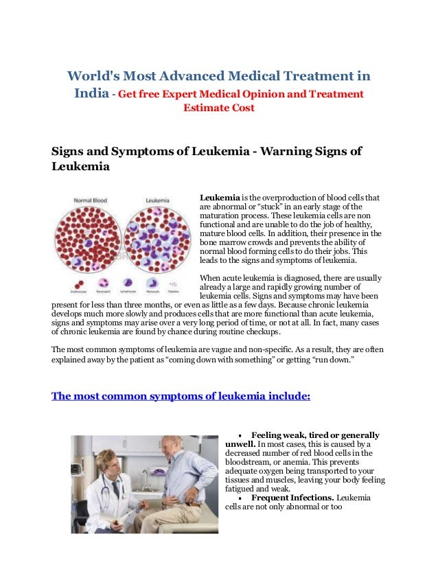 Signs and symptoms of leukemia Signs and symptoms of leukemia