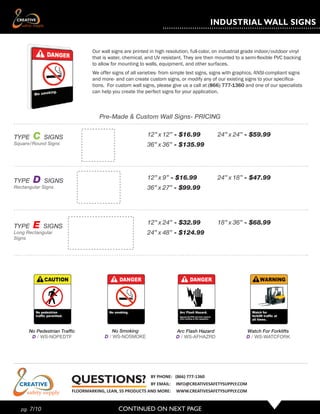 Floor Signs, banners Creative Safety Supply Catalog | PDF