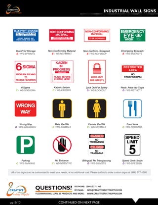 Floor Signs, banners Creative Safety Supply Catalog | PDF