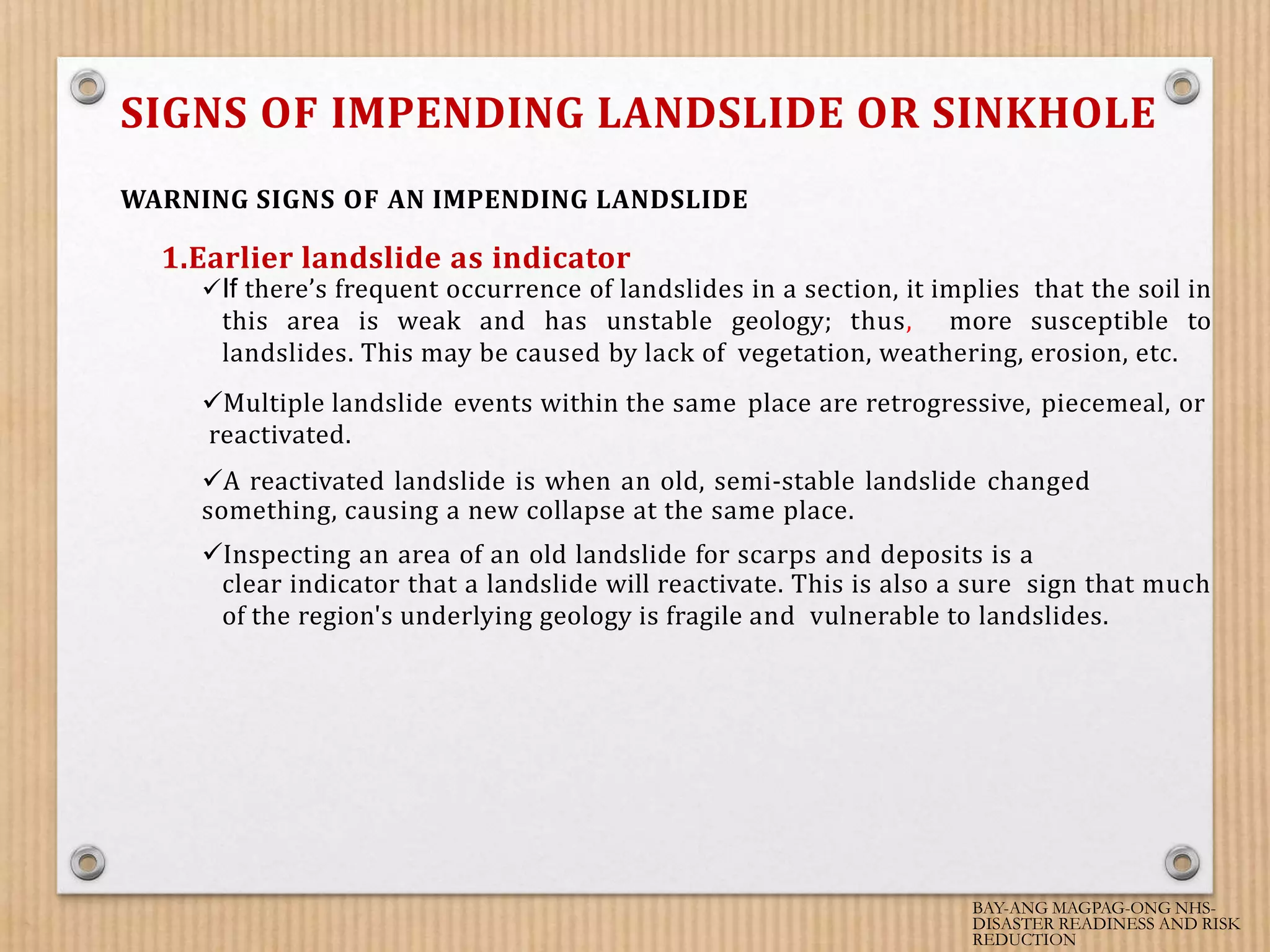 Signs of other related geological hazards pptx
