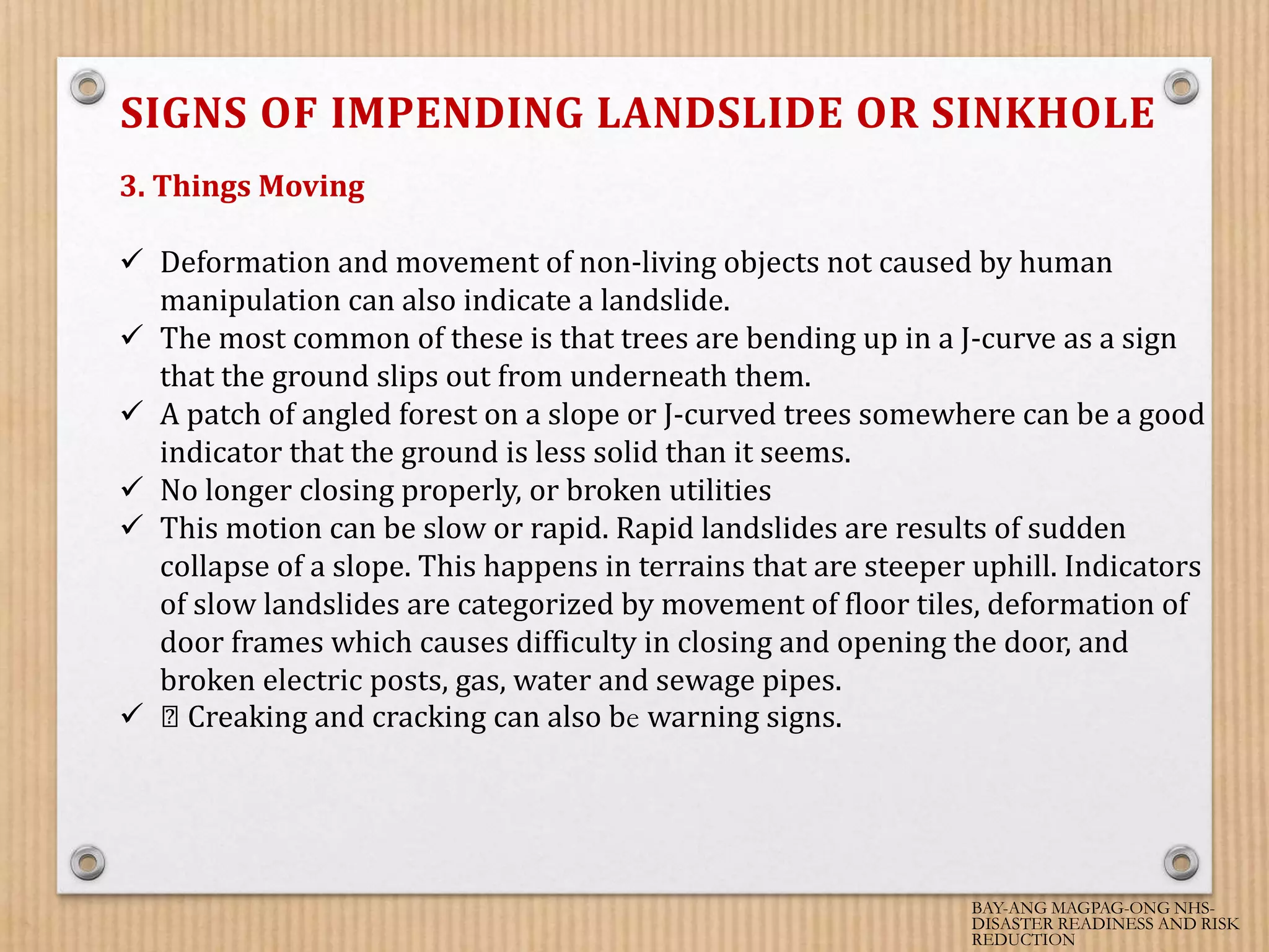 Signs of other related geological hazards pptx
