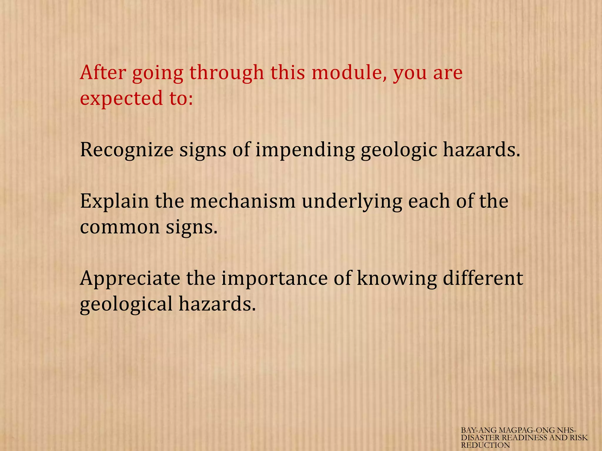 Signs Of Other Related Geological Hazards