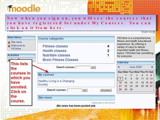 Now when you sign on, you will see the courses that you have registered for under My Courses.  You can click on it from here. 