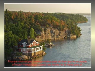 Procuro vivir en paz conmigo mismo pues sé bien que no se puede
   ofrecer tranquilidad cuando uno mismo no la tiene para sí.
 