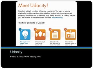 Udacity
Found at: http://www.udacity.com/
 