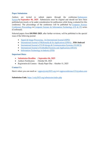 Conference Paper Image Processing 11th International Conference on Signal and Image Processing (SIGPRO ...