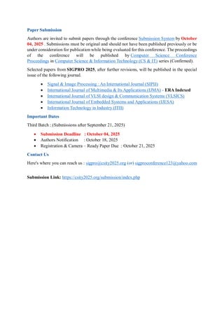Conference Paper Image Processing 11th International Conference on Signal and Image Processing (SIGPRO ...