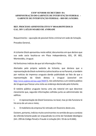 EXMº SENHOR SECRETÁRIO DA
ADMINISTRAÇÃO DO GABINETE DE INTERVENÇÃO FEDERAL -
GABINETE DE INTERVENÇÃO FEDERAL - RIO DE JANE...