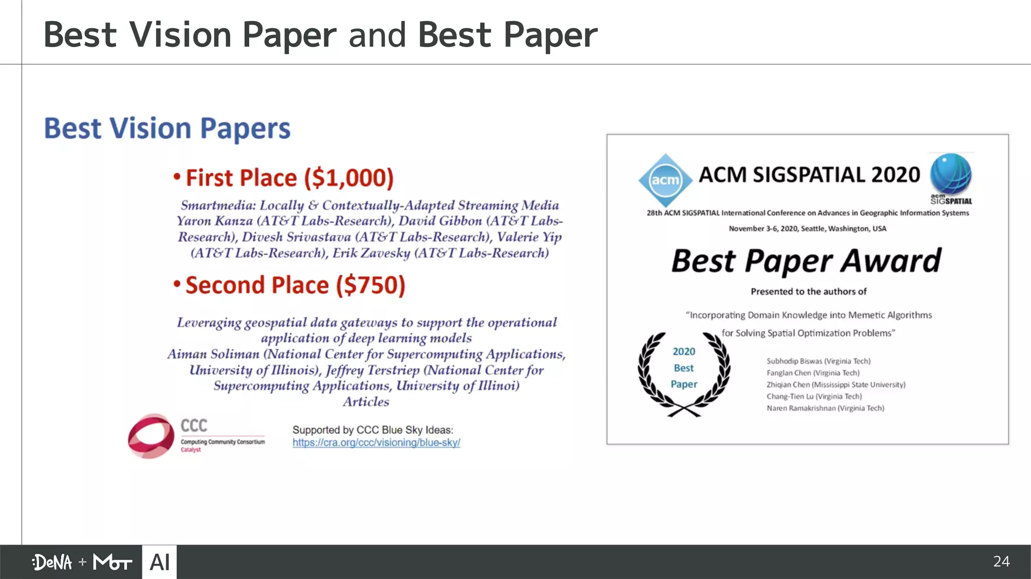 24
Best Vision Paper and Best Paper
 