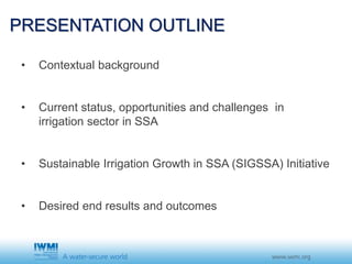 SIGSSA Initiative by Tim Williams, IWMI