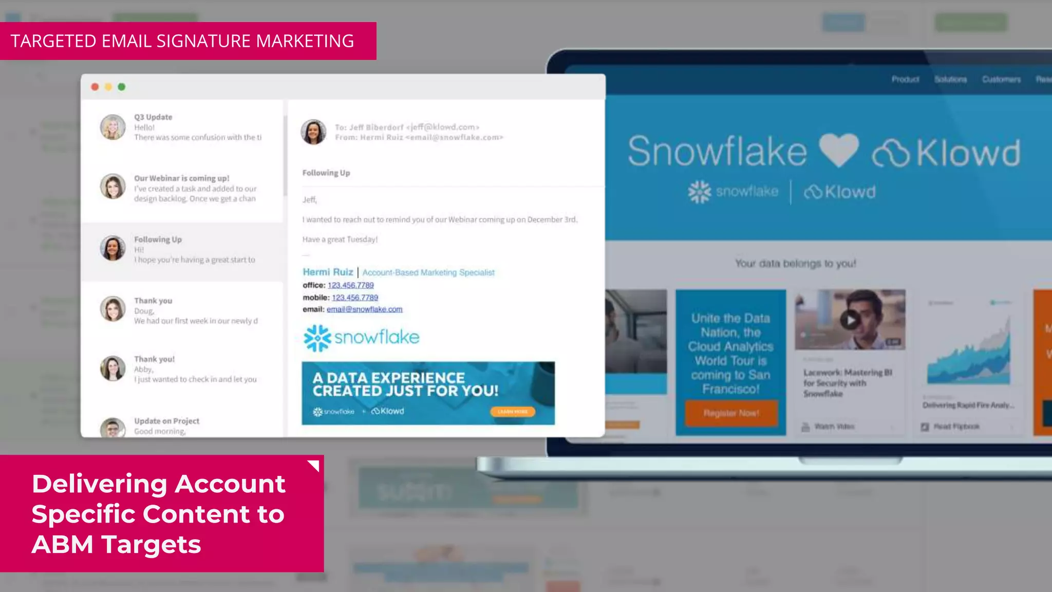 TARGETED EMAIL SIGNATURE MARKETING
Delivering Account
Specific Content to
ABM Targets
 