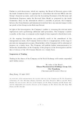 Further to such discussions, which are ongoing, the Board of Directors agrees with
the Audit Committee that it is appropri...