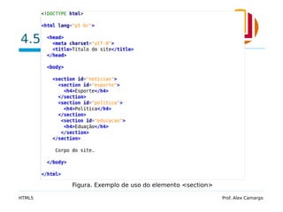 4.5 Section
HTML5 Prof. Alex Camargo
Figura. Exemplo de uso do elemento <section>
 