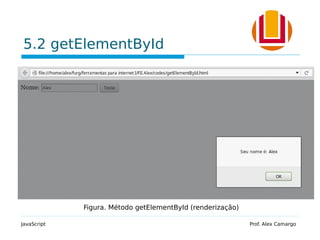 5.2 getElementById
JavaScript Prof. Alex Camargo
Figura. Método getElementById (renderização)
 