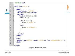 1.2 Exemplo
JavaScript Prof. Alex Camargo
Figura. Exemplo: else
 