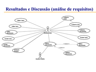 Resultados e Discussão (análise de requisitos) 
 