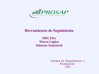 Herramientas de Seguimiento SIIG Flex Marco Lógico Informe Semestral Unidad de Seguimiento y Evaluación  UEC 