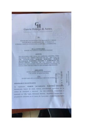 Documento de abogados de Marlin Martínez