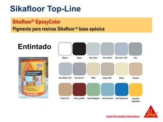 Sikafloor® EpoxyColor
Pigmento para resinas Sikafloor ® base epóxica
Entintado
Sikafloor Top-Line
 