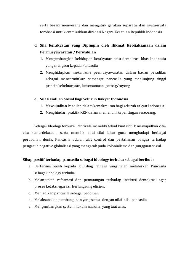 Sikap Positif Terhadap Pancasila Sebagai Ideology Terbuka