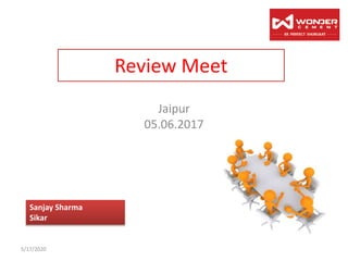 Review Meet
Jaipur
05.06.2017
Sanjay Sharma
Sikar
5/17/2020
 