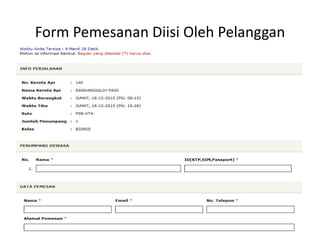 Form Pemesanan Diisi Oleh Pelanggan
 