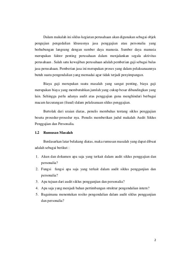 Audit Siklus Penggajian Dan Personalia
