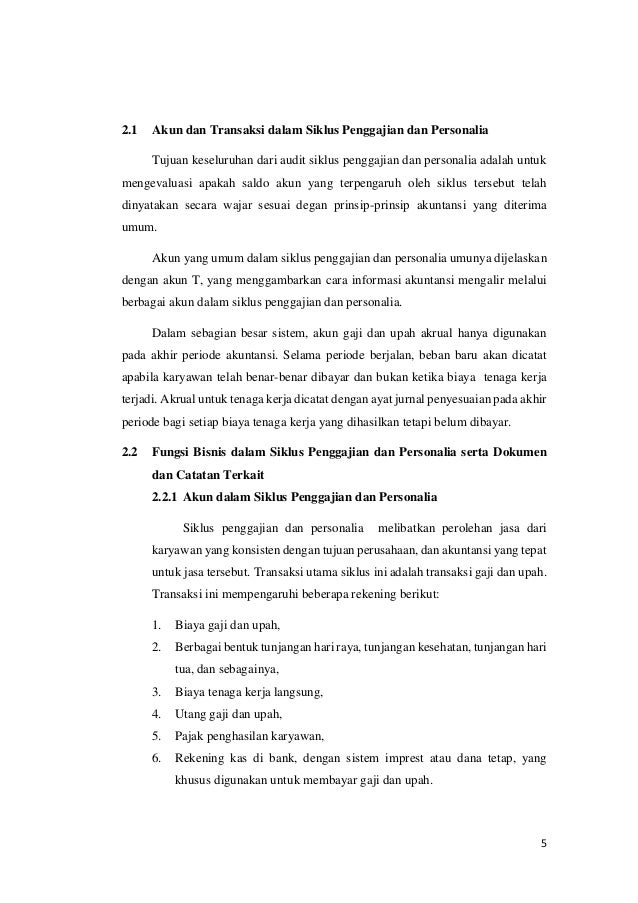Audit Siklus Penggajian Dan Personalia