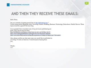 AND THEN THEY RECEIVE THESE EMAILS:
07
UNDERSTANDING A BLOGGER
 