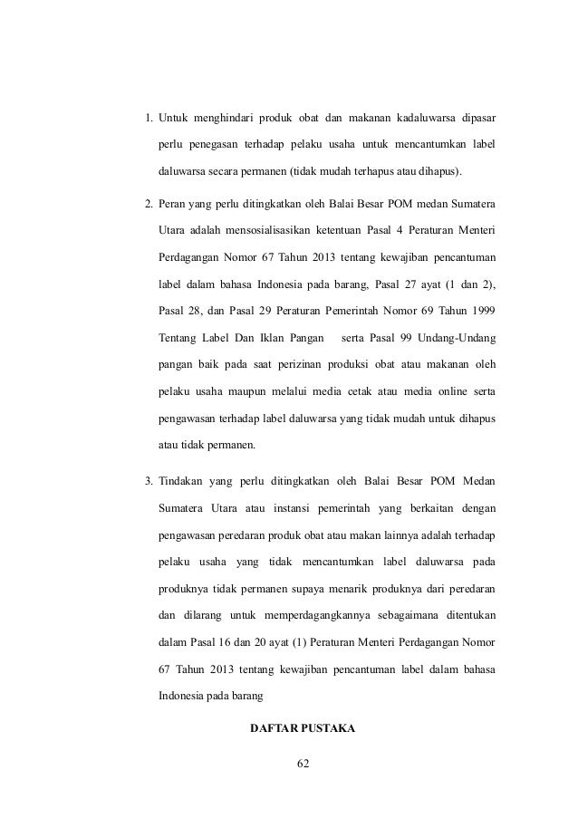 Pengaturan Tulisan Label Daluarsa Produk Obat Dan Makanan