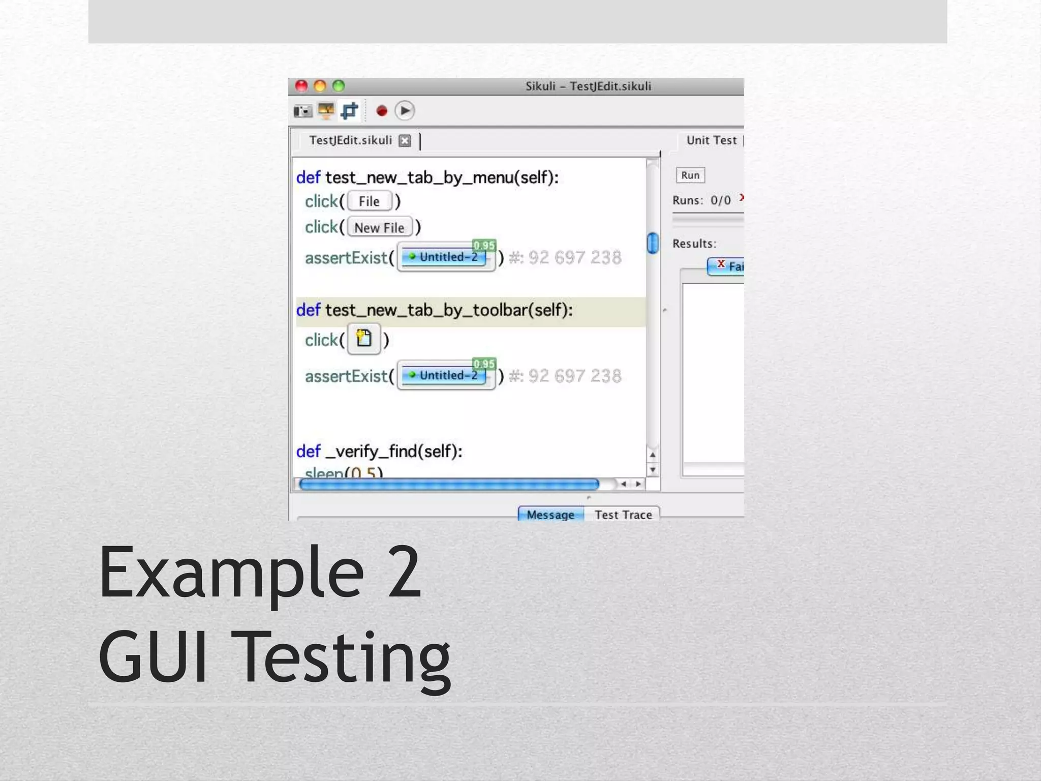 Example 2 
GUI Testing 
 