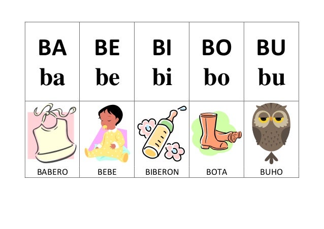 Fichas Para Repasar Las Sílabas Ba, Be, Bi, Bo Bu