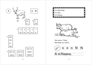 1

n

N

A ni Manmadu.
A ni Asa.
A ni Naana.

1

na

2

na
n

3

n
na

e

o

u

i

na
4

a

ne

no

nu

ni

naa
nee

Asa naanu. I faayi.

nii

Manmadu na i neene.

noo
naa na
5

naa nu

nee ne

naana

naanu

neene

Naana

-2-

n n n N N

A ni Naana.
-3-

 