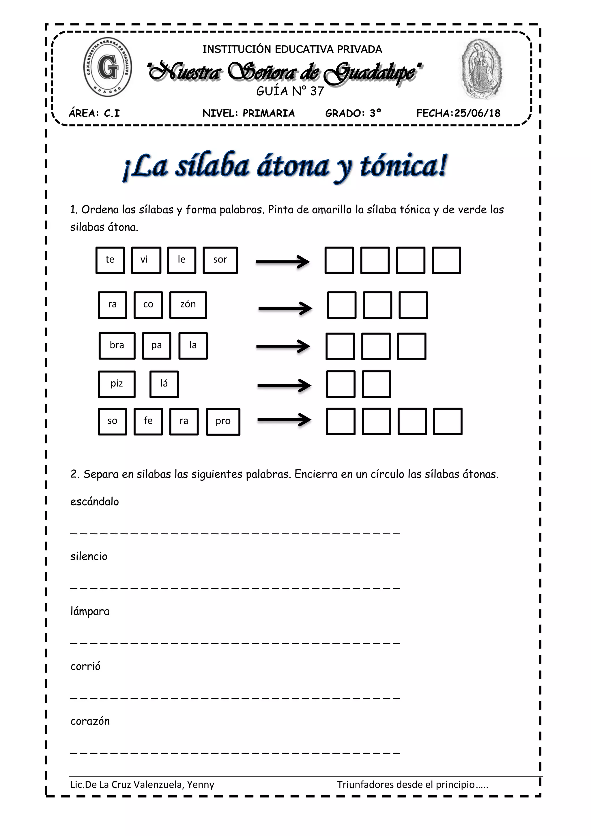 Silabas atonas y tonicas | PDF
