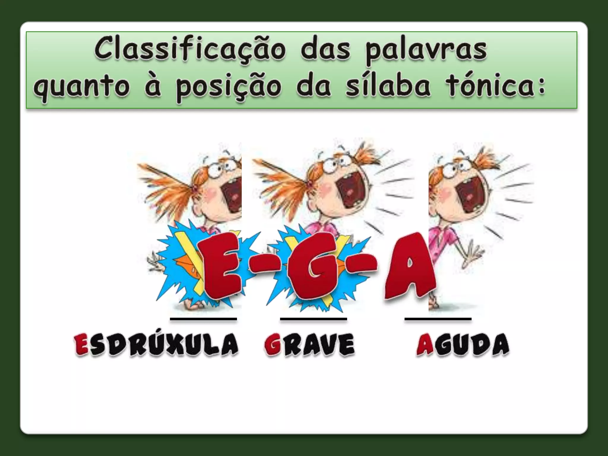 CEL: Classificação das Palavras Quanto à Posição da Sílaba Tónica | PPT
