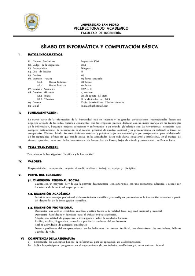 Silabo Computacion E Informatica Basica I 4 Hojas