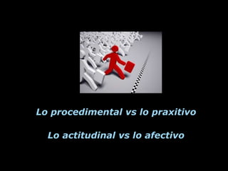 Lo procedimental vs lo praxitivo

  Lo actitudinal vs lo afectivo
 