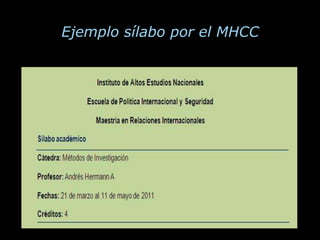 Ejemplo sílabo por el MHCC
 