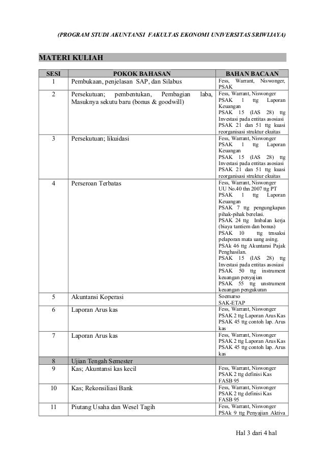 Silabus Pengantar Akuntansi 2