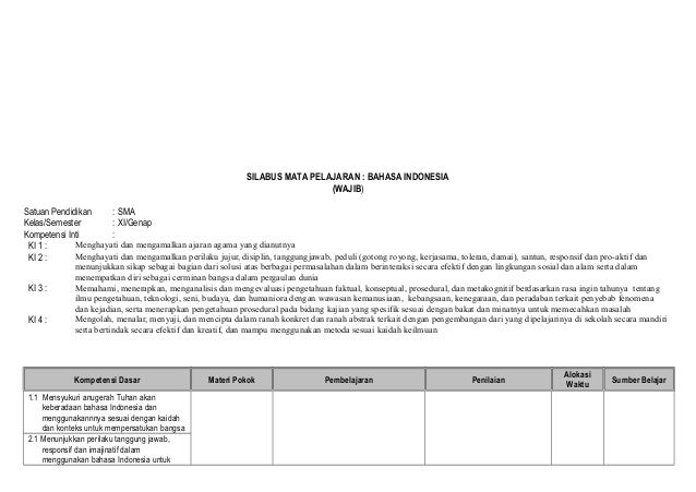 Silabus bhs. indonesia wajib kls 11