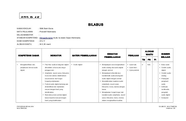 SILABUS MULTIMEDIA LENGKAP