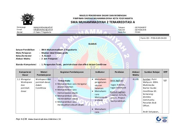  Silabus  desain  grafis  kelas x