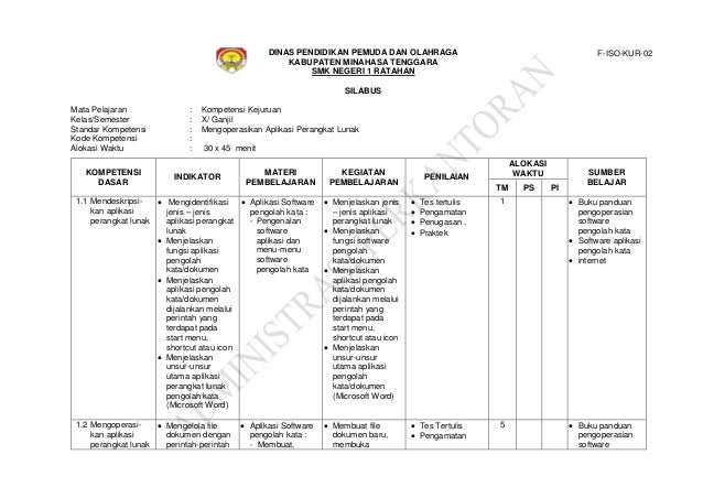 Silabus Dan Rpp Kk Mengoperasikan Aplikasi Perangkat Lunak Silabus Dan Rpp Kk Mengoperasikan Aplikasi Perangkat Lunak