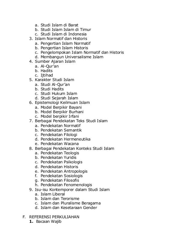 Silabus Mata Kuliah Pengantar Studi Islam