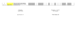 13 4 SIAGA TATA
Dapat menceritakan dasar terjadinya
perbedaan waktu yang ada di Wilayah
Indonesia (SKU 22) X
Mengetahui,
Kepala Sekolah
Agus Setiyanto, S.T.
Karanganyar, Juni 2011
Guru Pengampu,
Trilita Yuliastuti, SE
 