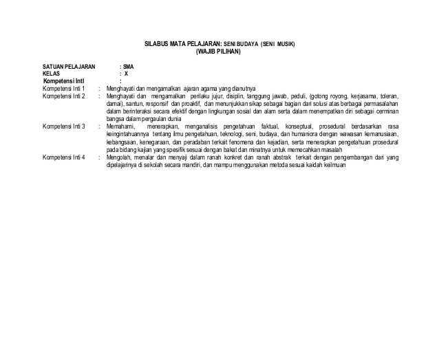 Silabus Seni Musik Kls 10 Wajib Pilihan Silabus Seni Musik Kls 10 Wajib Pilihan