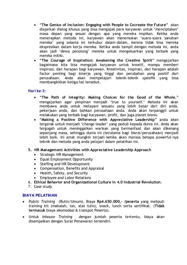 Silabus Training SDM (Level 2) &quot;Effective APPRECIATIVE