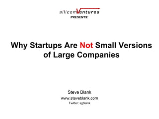 Why Startups Are Not Small Versions of Large Companies Steve Blank www.steveblank.com Twitter: sgblank 