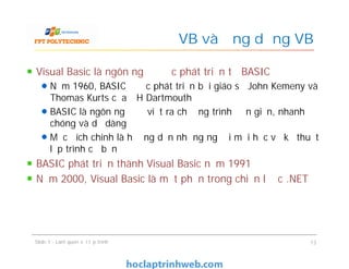 BÀI 1: Làm quen với lập trình - Giáo trình FPT | PDF